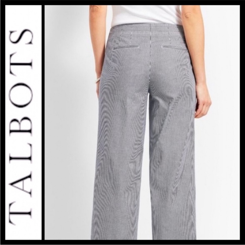 Talbots High Waist Blue White Stripe Deck Pants. Size 14. - Picture 2 of 14
